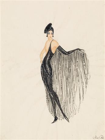 MAX RÉE. Group of 5 watercolor and ink drawings of costume designs for 1920s Broadway productions.